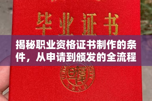 江州揭秘职业资格证书制作的条件，从申请到颁发的全流程解析